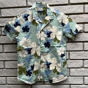 Slate and Stone Printed Poplin Shirt - Tropical Floral Short-sleeve - Sz 10